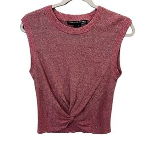 Veronica Beard Women's Pink Knit Tank Top Size Small Linen Blend Glitter Shimmer
